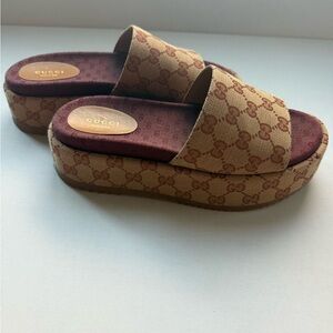 Gucci Brown Platform Sandals with Quilted Design